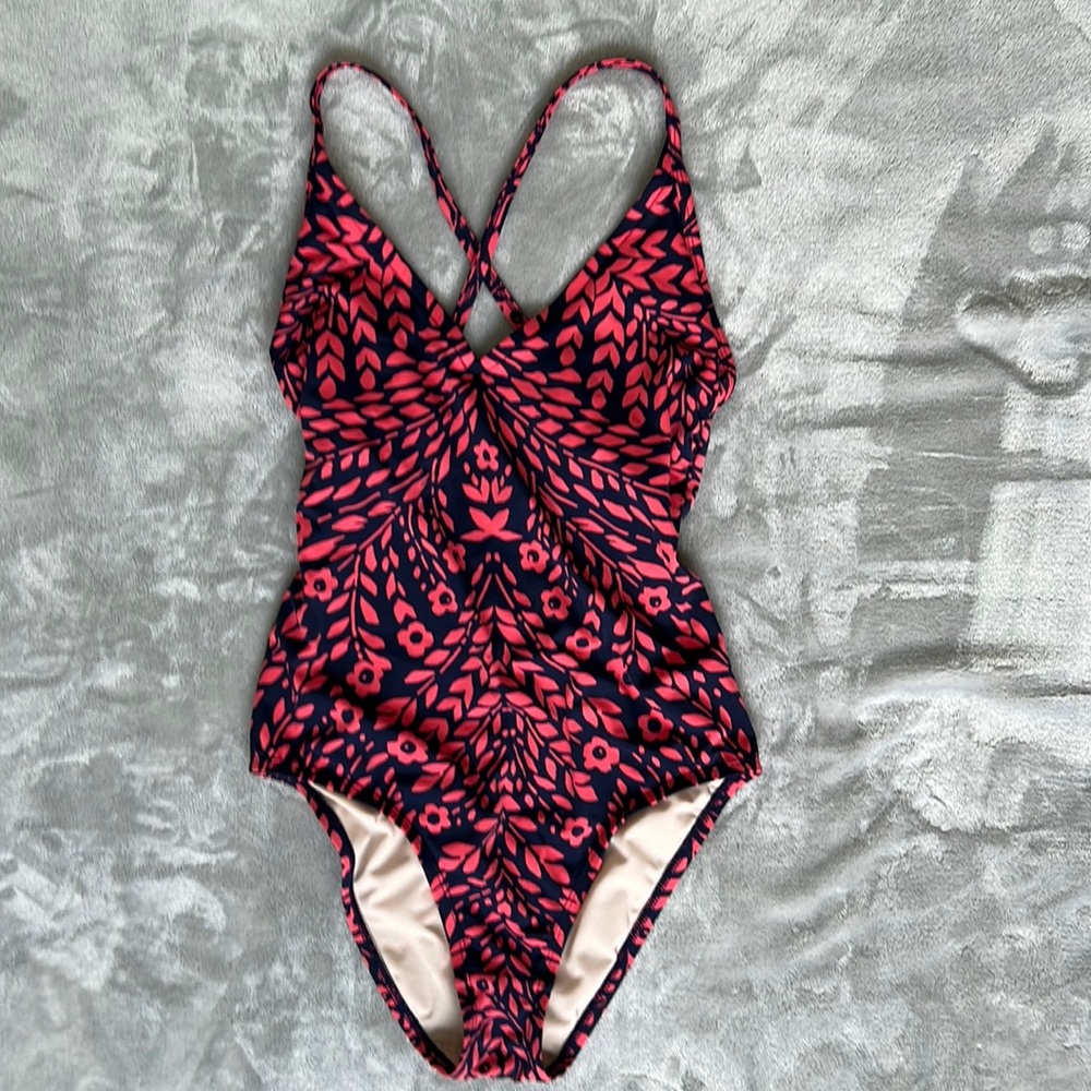 Dark Pink and Navy One Piece Swimsuit